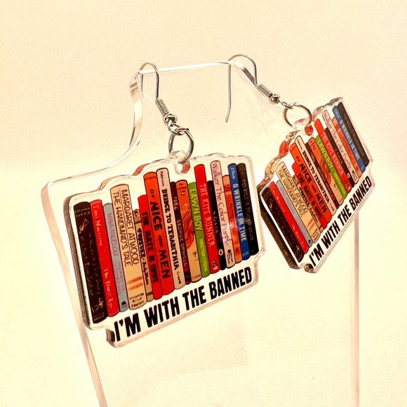 Banned Book Earrings - Librarian Earrings - Teacher Earrings - Book Worm Earring - Picture 3 of 9